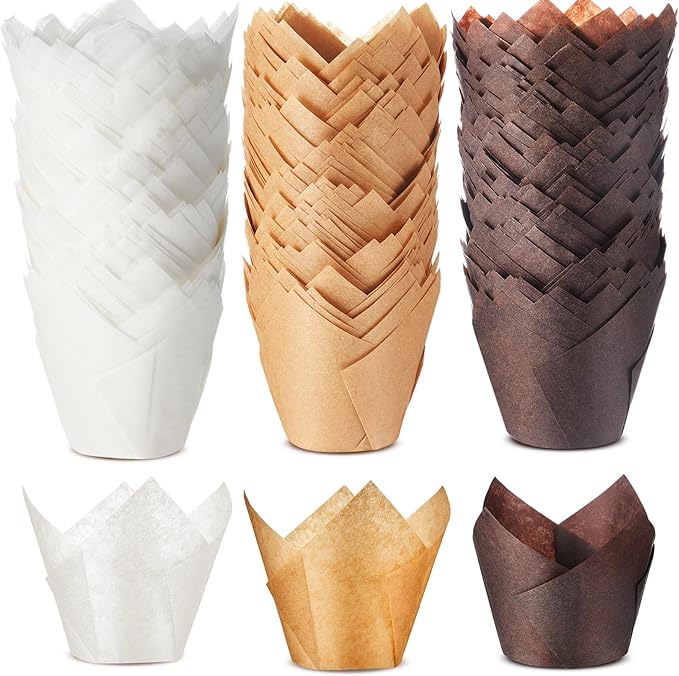 300 Pcs Jumbo Muffin Liners for Baking 2-1/4" x 4" Large Tulip Cupcake Liners Greaseproof Cupcake