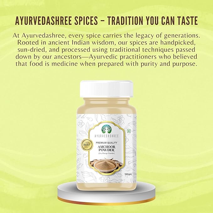 AYURVEDASHREE AMCHOOR POWDER 100g All Natural | Salt Free | Vegan | NON GMO | Amchur (Dried Mango)