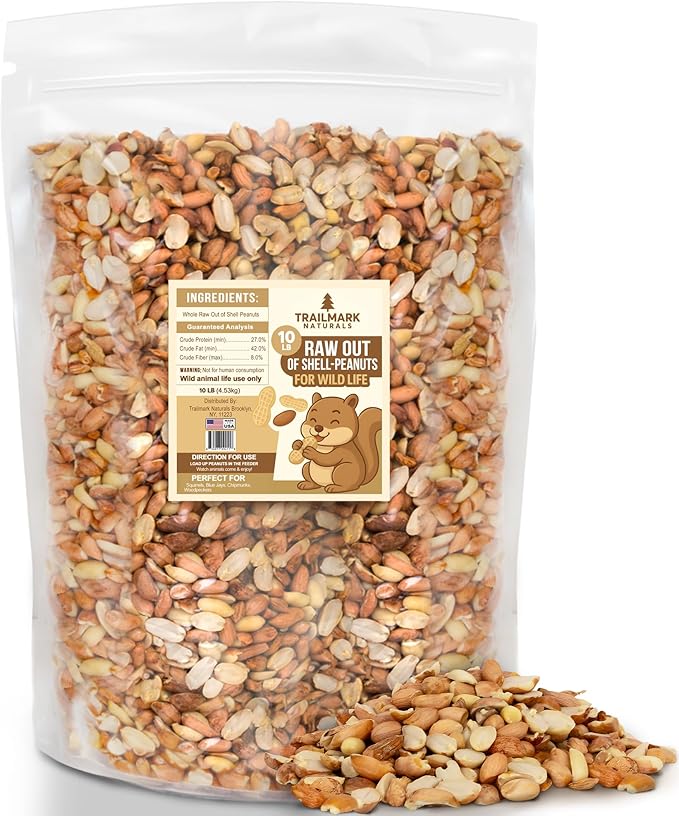 10 LB - Raw Shelled Peanuts For Squirrels, Out of Shell Peanuts For Birds and Wildlife- Squirrel