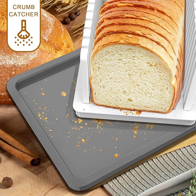 New Upgrade Bread Slicer for Homemade Bread, Bread Slicing Guide Adjustable Width, Foldable and