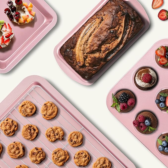 KITESSENSU Baking Pans Sets, Nonstick Bakeware Sets 7-Piece with Round/Square Cake Pan, Loaf Pan