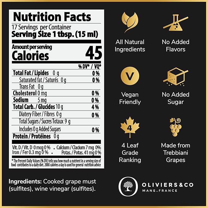 Gold Balsamic Vinegar of Modena by Oliviers & Co | Aged Balsamic Vinegars for Salad Dressing