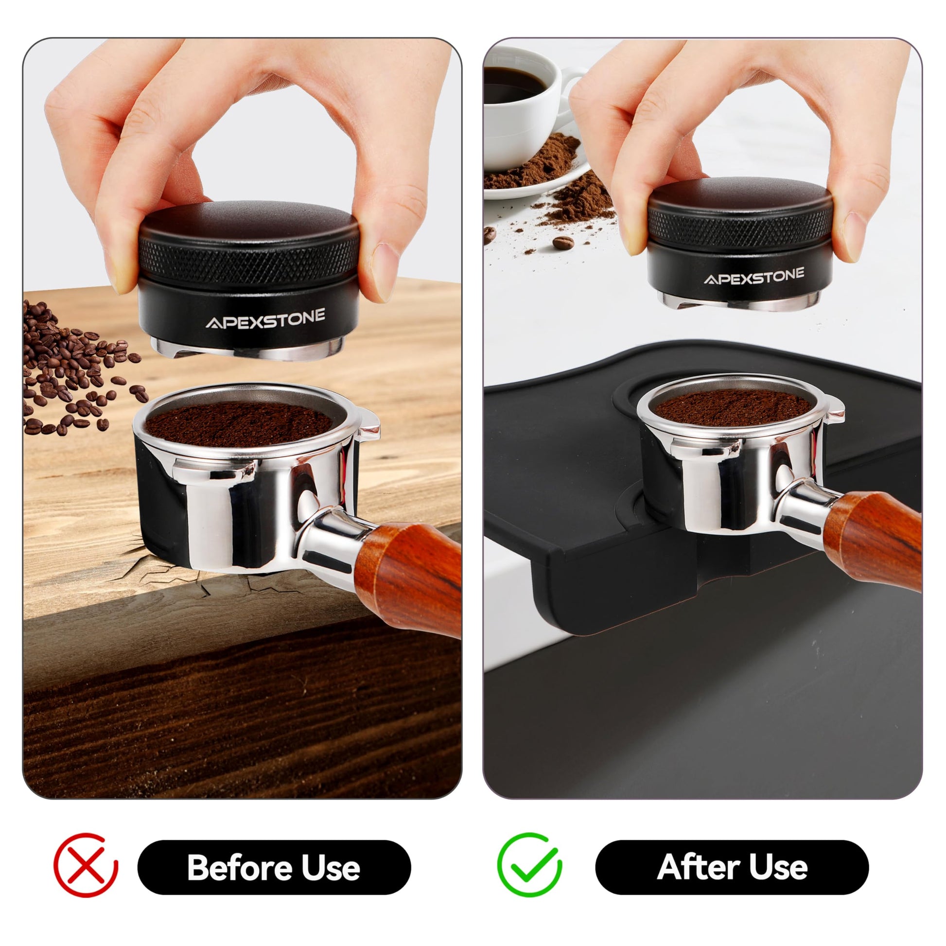 Apexstone Silicone Coffee Tamper Mat 8 Inch X 6 Inch, Espresso Silicone Mat, Espresso Tamper Mat