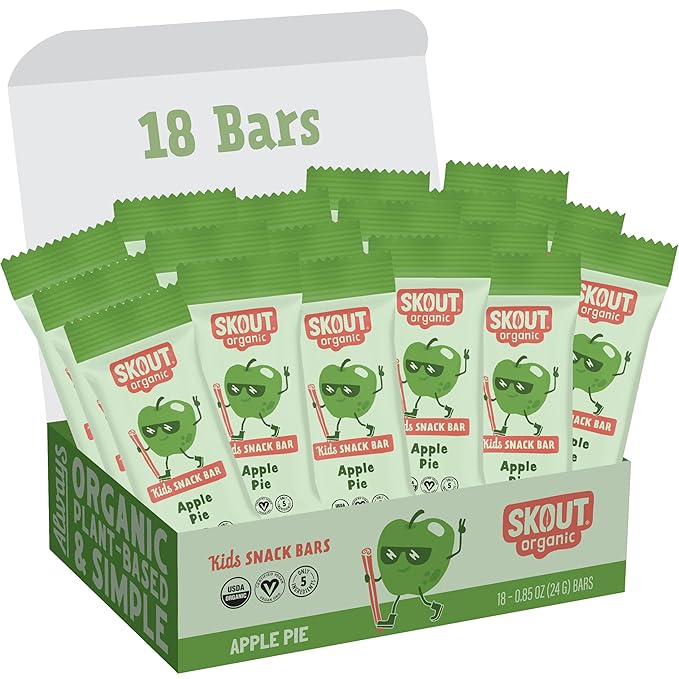 Skout Organic Apple Pie Kids Snack Bars (18 Pack) | Organic Kids Snack Bars | School Snacks & Lunch