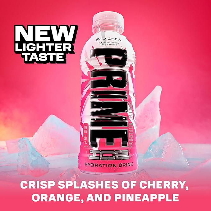 PRIME Hydration ICE RED CHILL, Sports Drinks, Electrolyte Enhanced for Ultimate Hydration, 250mg