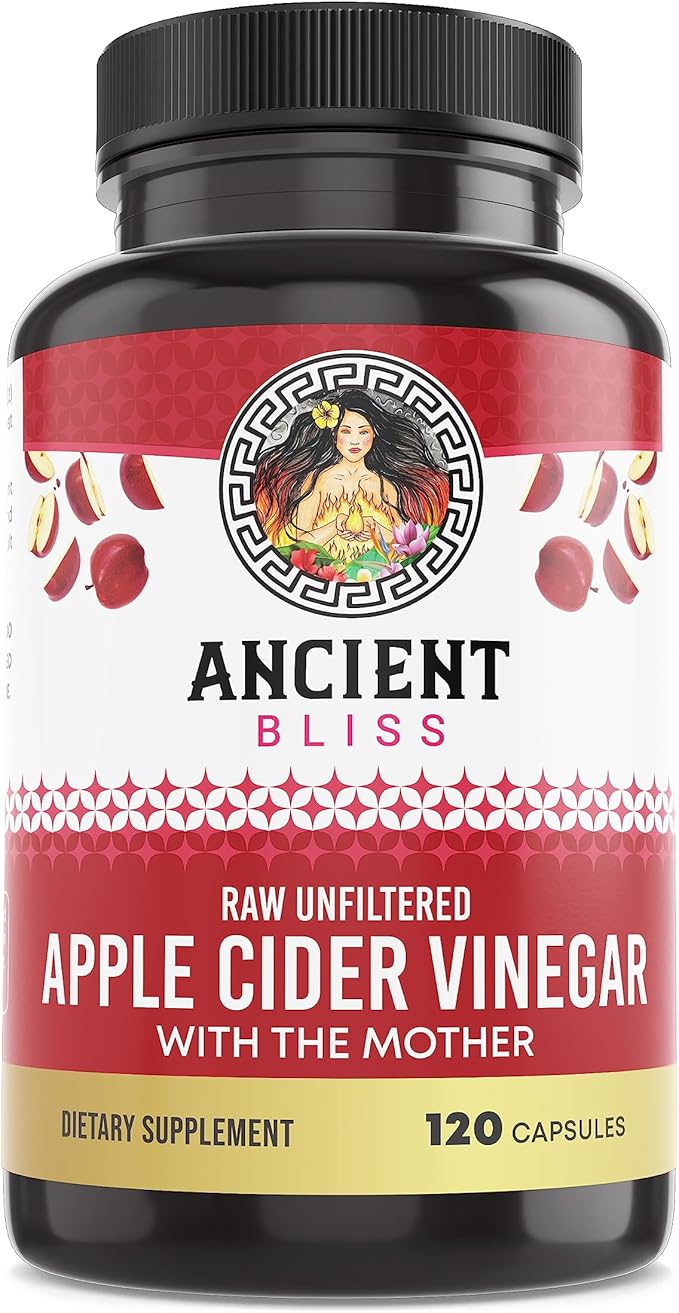 Ancient Bliss Apple Cider Vinegar Organic Capsules with The Mother, Helps Improve Digestion