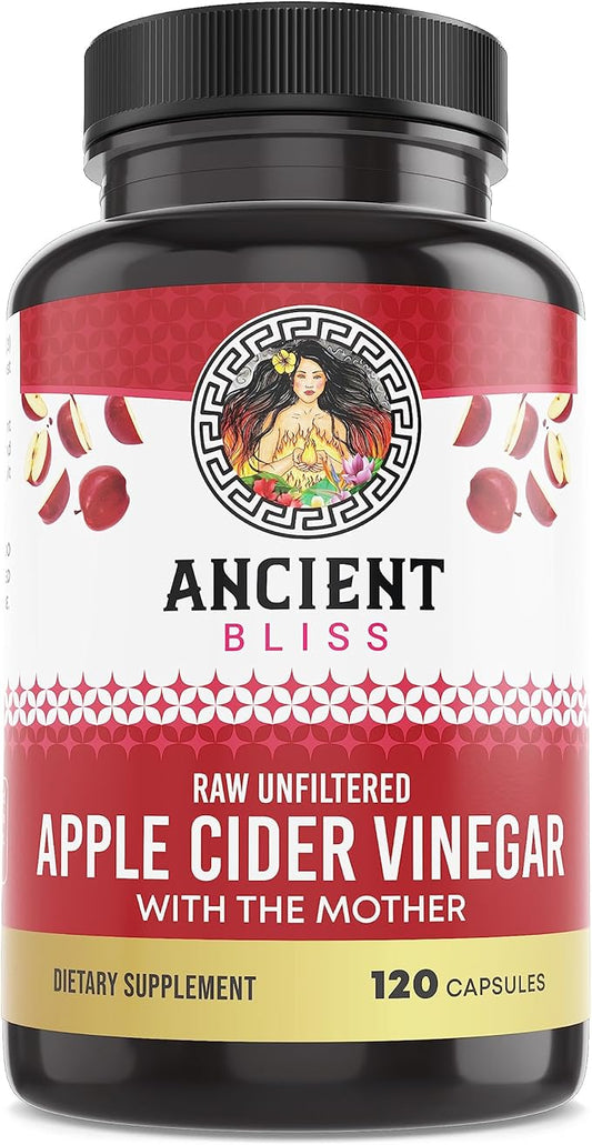 Ancient Bliss Apple Cider Vinegar Organic Capsules with The Mother, Helps Improve Digestion
