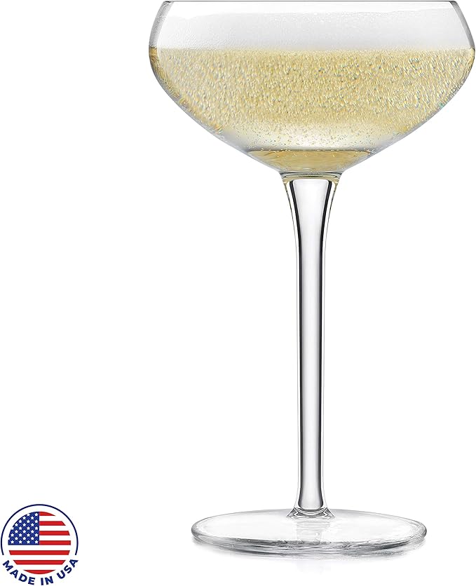 Libbey Signature Kentfield Coupe Cocktail Glasses Set of 4, Coupe Bowl Stemmed Cocktail Glasses