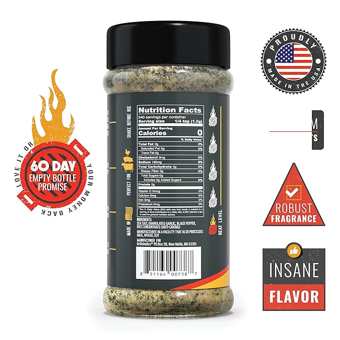Grillaholics Salt Pepper Garlic Seasoning - SPG Rub Seasonings - The Perfect All Purpose Seasoning