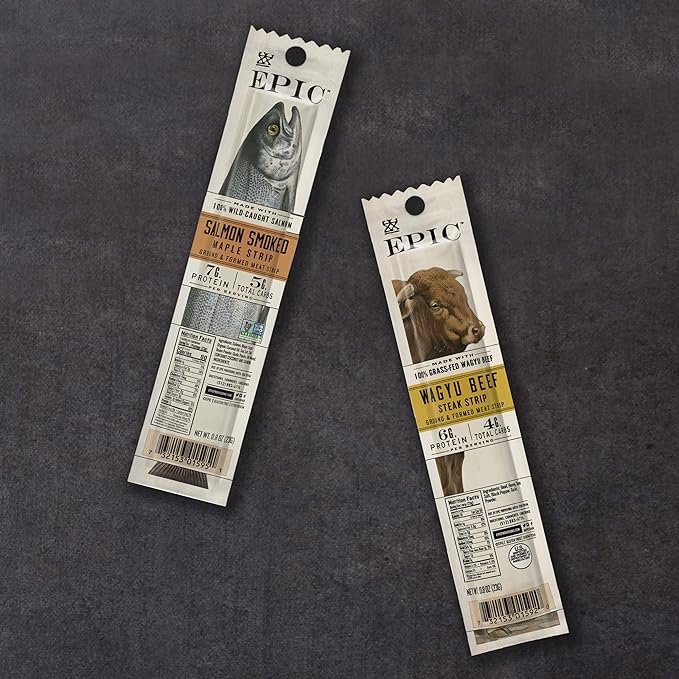 EPIC Smoked Salmon Strips, Wild Caught, Paleo Friendly, 20 ct, 0.8oz Strips