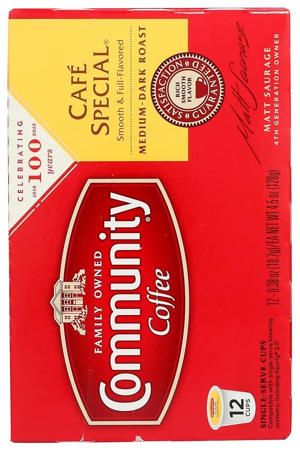 Community Coffee Cafe Special, 12 Count Single Serve Coffee Pods, Medium Dark Roast, Compatible