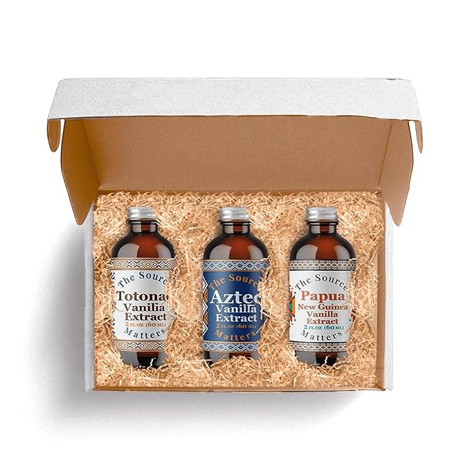 Vanilla Extract Trio Gift Box by The Source Matters | Totonac, Aztec & Papua New Guinea Vanilla | 3