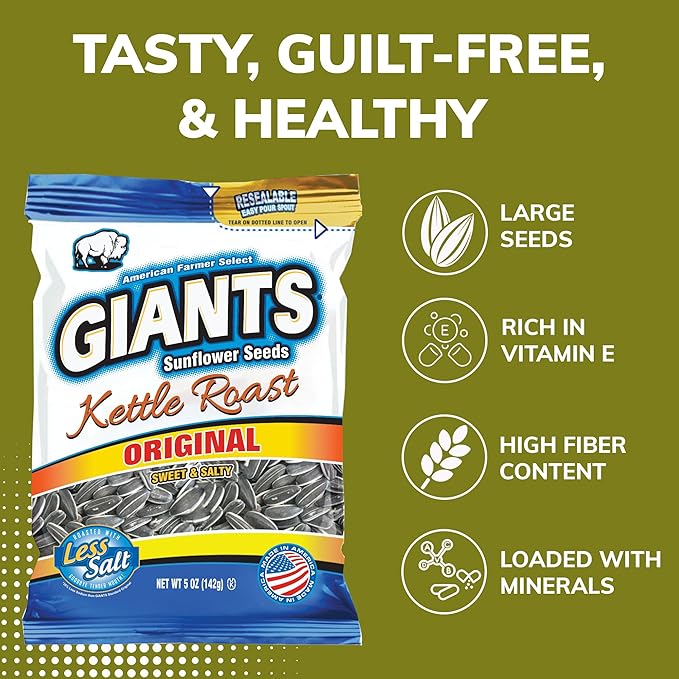 GIANTS Kettle Roast Sweet & Salty Sunflower Seeds - Sunflower Seeds Bulk, Sunflower Seed Snack