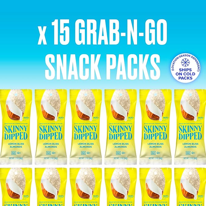 SkinnyDipped Lemon Bliss Almonds, Chocolate Covered Almonds, Low Sugar, Gluten Free, Healthy Snack