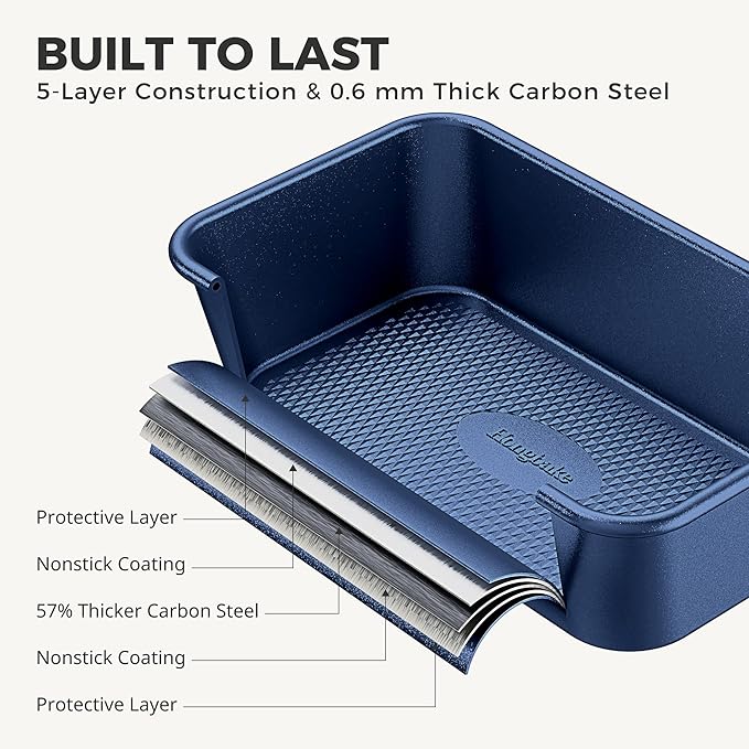 HONGBAKE 9-Piece Baking Pans Set Nonstick, Stackable Non Toxic Bakeware Sets with Diamond Texture