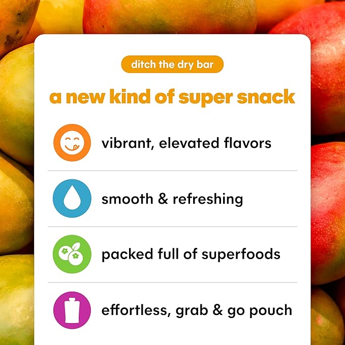 Noka Superfood Fruit Smoothie Pouches, Super Tropical with Immune Support, Healthy Snacks with