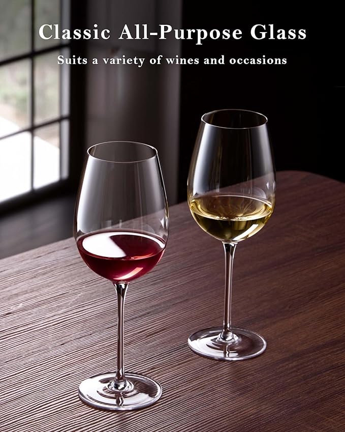 JBHO Hand Blown Italian Style Crystal White or Red Wine Glasses - Gift Packaging for Any Occasion