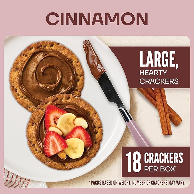 Wasa Cinnamon Crisp Creations, 9.4 oz. (Pack of 8), Large Round Toppable Crackers for Snacking and
