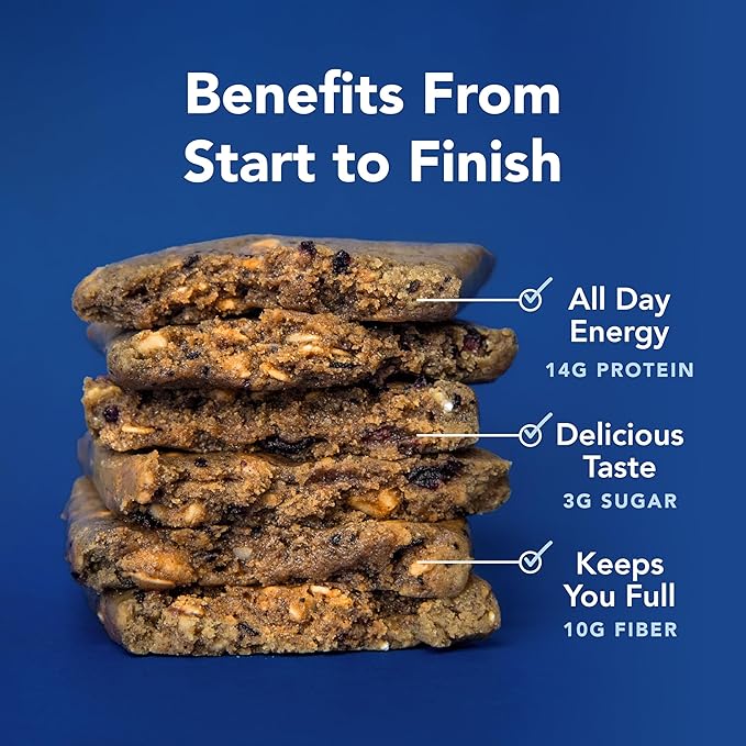 ALOHA Organic Plant Based Protein Bars - Blueberry Bars, Vegan, Low Sugar, Gluten-Free, Low Carb