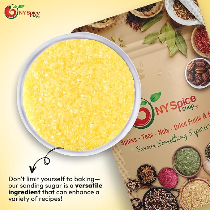 NY Spice Shop Yellow Sanding Sugar - 8 Ounce Sweet Colorful Edible Sprinkles For Candy Dish - Sugar