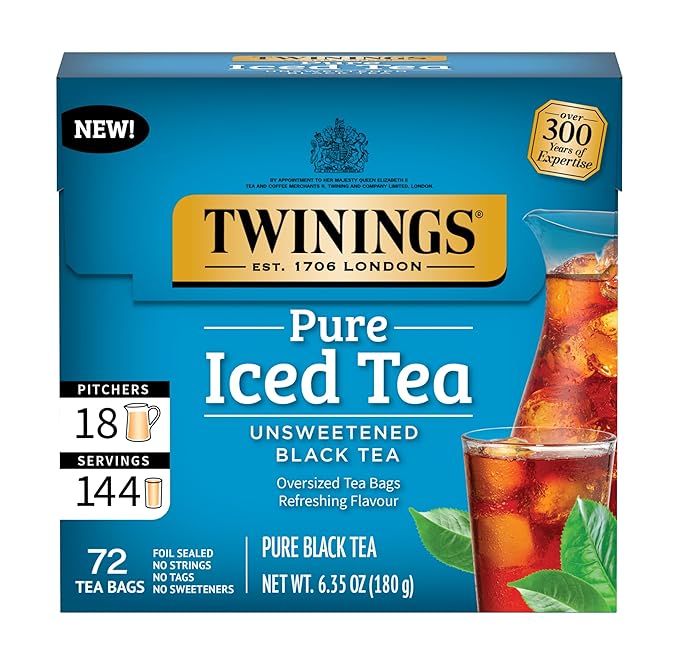 Twinings Black Iced Tea, 72 Oversized Tea Bags, Makes 18 Pitchers or 144 Servings, Unsweetened