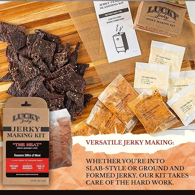 Lucky Jerky The Heat DIY Jerky Seasoning Kit - Seasons 20lbs of Meat