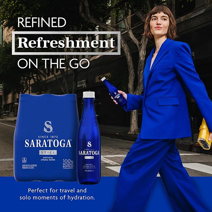 Saratoga Spring Water Bottles, 6 Pack - Still Bottled Water with Naturally Occurring Minerals