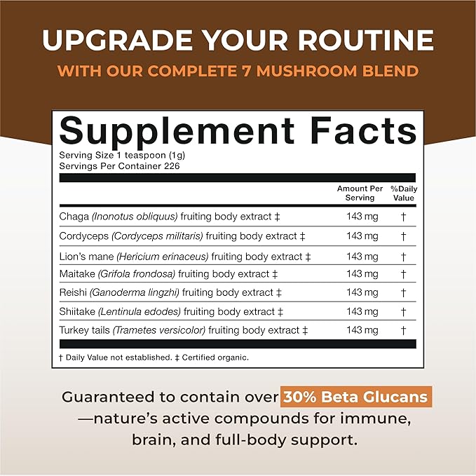 Sacred 7 Mushroom Coffee Booster | Organic Mushroom Supplement Powder ??Lions Mane, Reishi, Chaga &