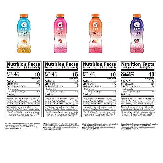 Gatorade Fit Electrolyte Beverage, Healthy Real Hydration, New 2.0 4 Flavor Variety Pack, 16.9.oz