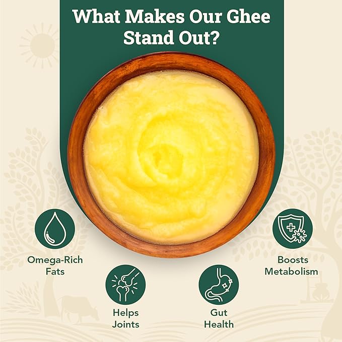 Anveshan A2 Gir Cow Desi Ghee Clarified Butter 33 Fl. Oz/1000mL | Grass-Fed | Pasture-Raised |