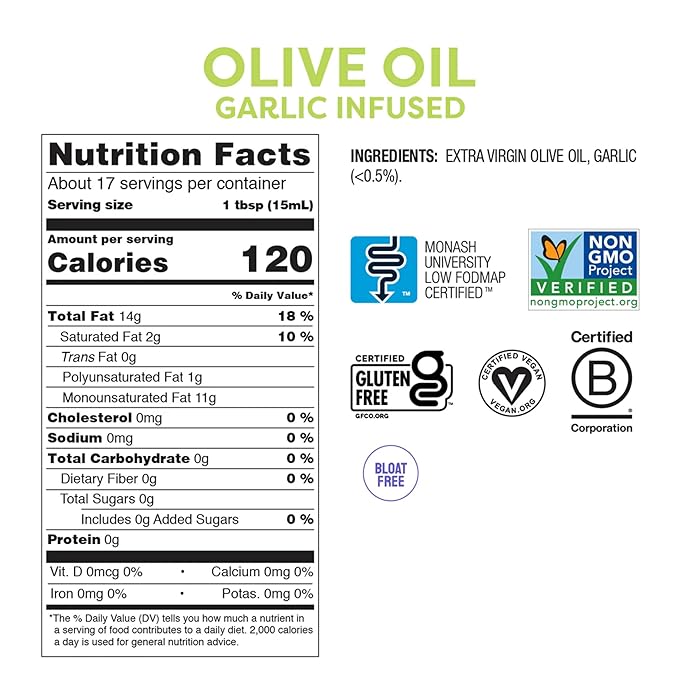 Fody Foods Garlic & Shallot Infused Extra Virgin Olive Oil, 8.45 Oz (Pack of 2), Low FODMAP