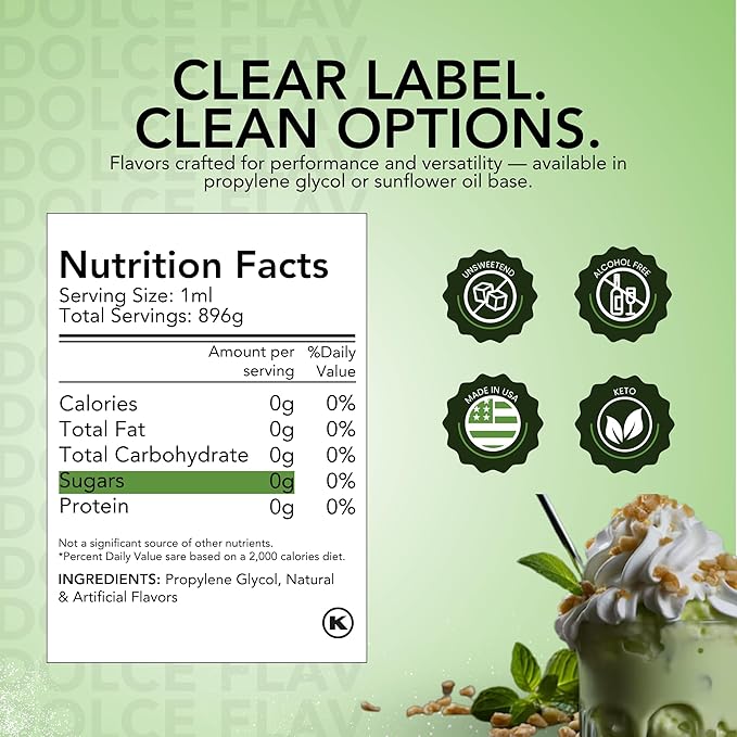 Dolce Flav Pistachio Flavoring ??32 oz. ??Premium Flavoring for Ice Cream, Desserts, Boba