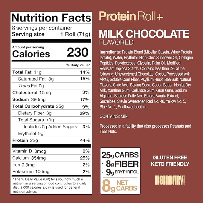 Legendary Foods 22g Protein Cinnamon Roll - Premium High Protien Bars, Low Carb Meal Replacement
