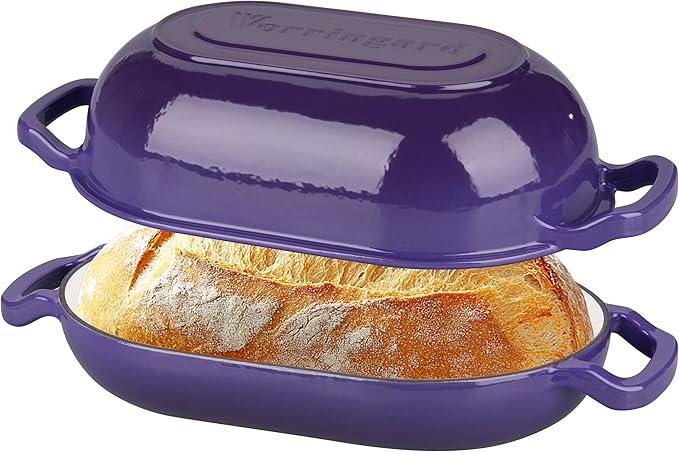 Enameled Cast Iron Sourdough Bread Oven, Dutch Oven, Loaf Cast Iron Bread Pan for Homemade Bread