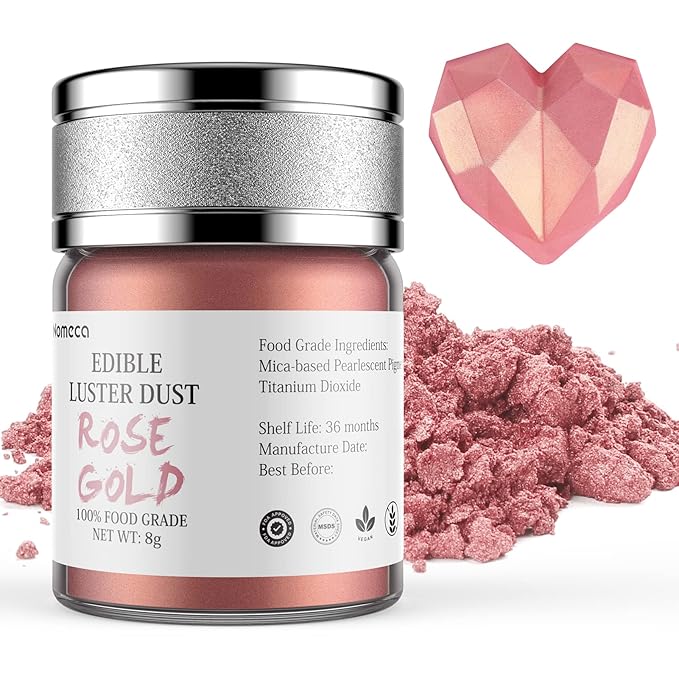 Nomeca Edible Luster Dust, 8 Grams Food Grade Shimmer Gold Cake Dust Metallic Food Coloring Powder