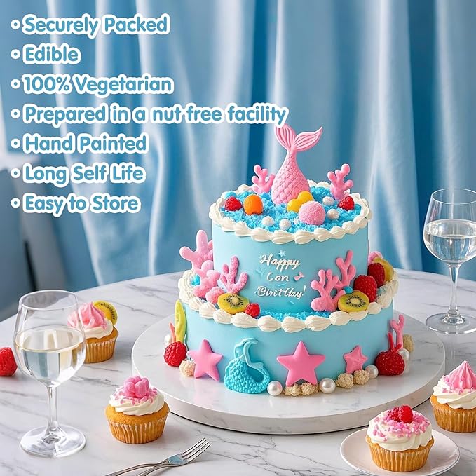 Mermaid Sprinkles,Edible Sugar Pearl Stars Jimmies Mix,130g/4.58oz,Pearl Candy Ocean Sprinkle for