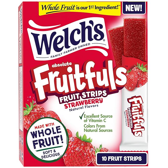 Welch?™s Absolute Fruitfuls Fruit Strips, Tasty Dried Fruit Snacks for School Lunches, Strawberry