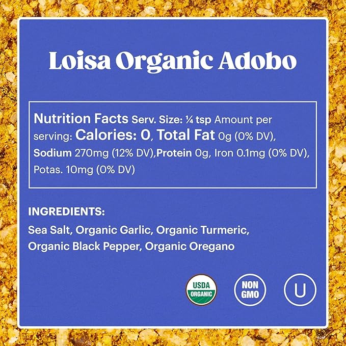 Loisa Seasoning, USDA Organic, Non-GMO, No-MSG, No Preservatives, No Artificial Coloring, No