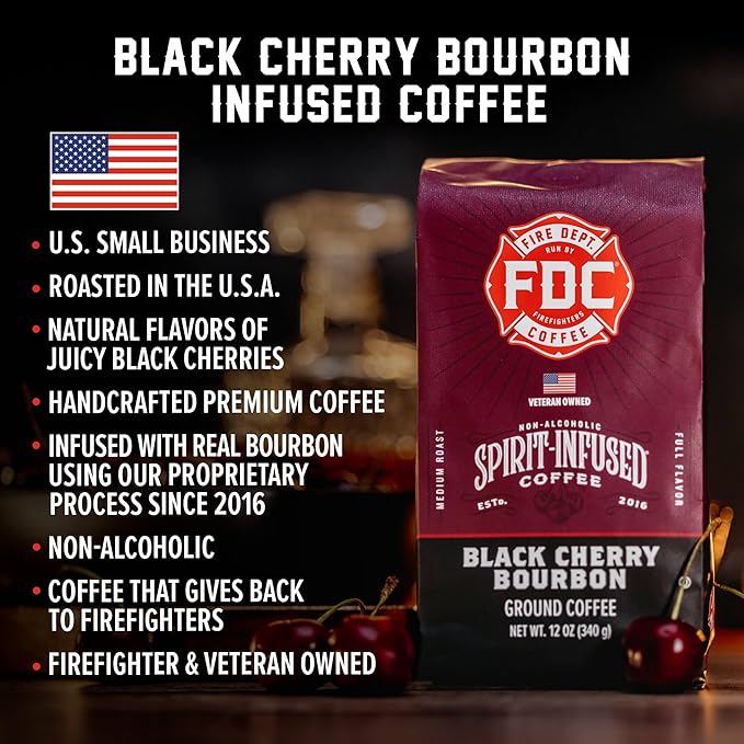Fire Department Coffee - Black Cherry Bourbon Coffee - Gives Back to Firefighters - Premium Bourbon
