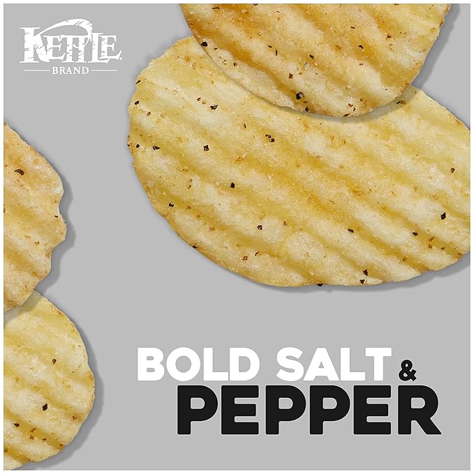 Kettle Brand Krinkle Cut Salt and Fresh Ground Pepper Kettle Potato Chips, Gluten-Free, Non-GMO
