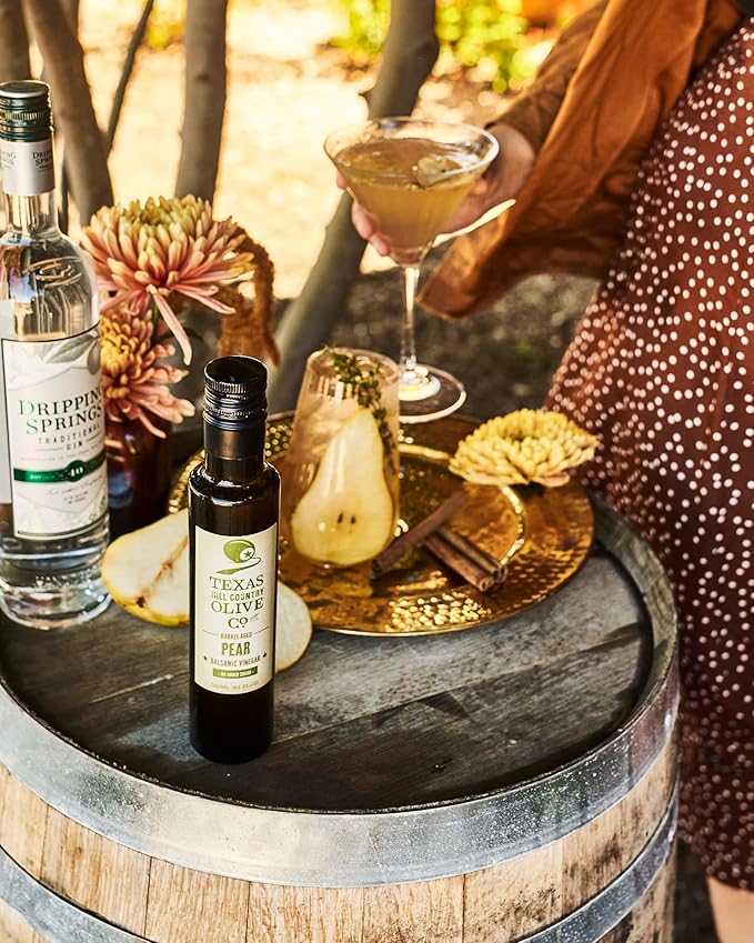 Pear Balsamic Vinegar - Gourmet Barrel Aged Infused Balsamic Vinegar - Great for Dressing Dipping