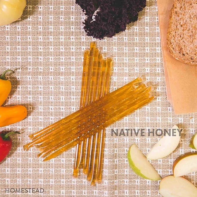 Homestead Honey Native Sticks 100 Count - Pure Wildflower - Individual Packets - Unfiltered Snack