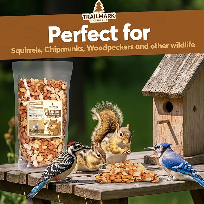 3 LB - Raw Shelled Peanuts For Squirrels, Out of Shell Peanuts For Birds and Wildlife- Squirrel