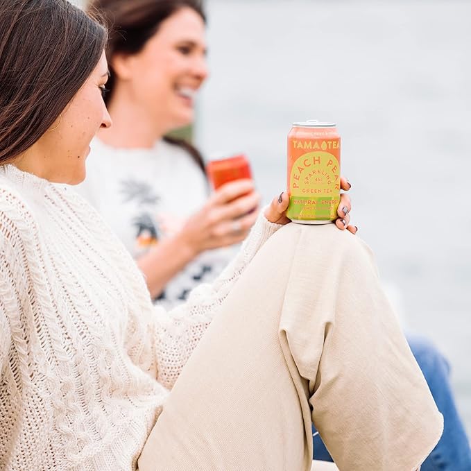 Tama Tea Sugar-Free Sparkling Green Tea, Peach Pear – Organic & Naturally Energizing – Zero