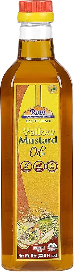 Rani Yellow Mustard Oil (Kachi Ghani) 33.8 Ounce (1 Liter) NON-GMO | Gluten Free | Vegan | 100%