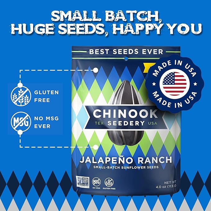 Chinook Seedery Roasted Jumbo Sunflower Seeds - Keto Snacks, Gluten-Free, Non-GMO, Jalapeno Ranch 4