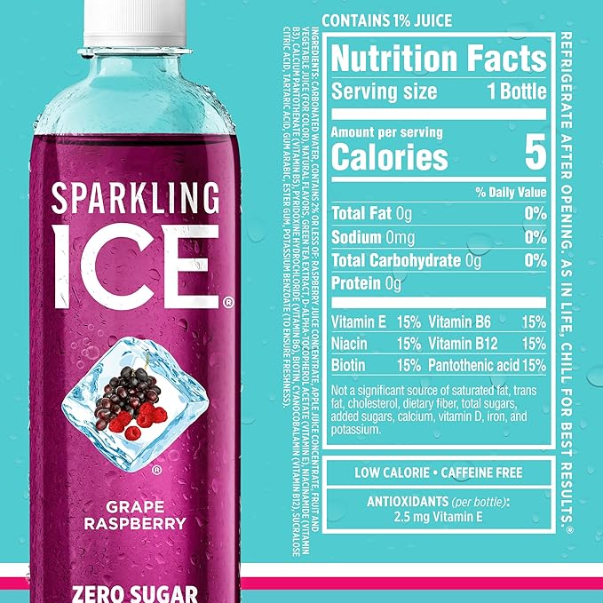 Sparkling Ice Blue Variety Pack, Zero Sugar Sparkling Water, with Vitamins and Antioxidants, 17 fl