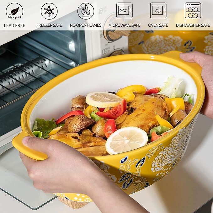 Ceramic Casserole Dish With Lid, Casserole Dishes for Oven, Baking Dish Lasagna Pans For Cooking