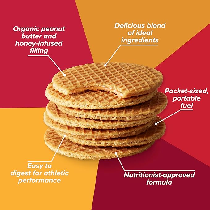 Honey Stinger Organic Peanut Butter Strawberry Waffle, Energy Stroopwafel for Exercise, Endurance