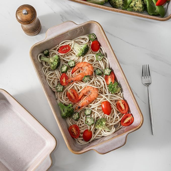 HVH 9x13 Baking Dish Set, Large Casserole Dishes for Oven, Ceramic Bakeware Set of 3, Rectangular